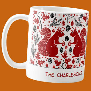 Red Squirrels in the Forest Personalised Coffee Mug