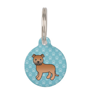 Red Staffordshire Bull Terrier Dog Pet Tag