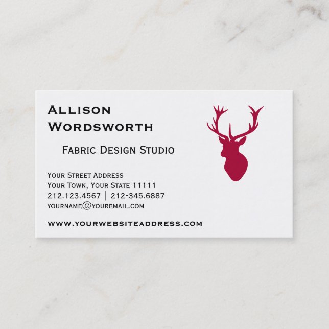 Red Stag Head Christmas or Stag Party Business Card (Front)