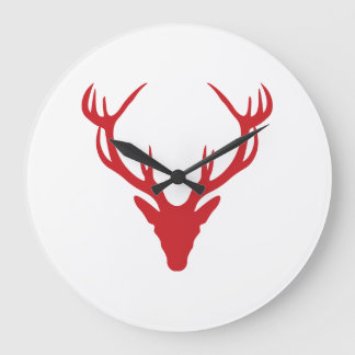 Red Stag Head Christmas or Stag Party Large Clock