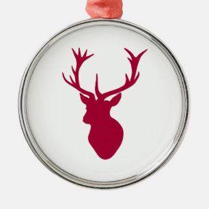 Red Stag Head Christmas or Stag Party Metal Tree Decoration