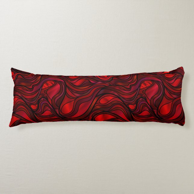 Red Stained Glass Abstract Body Cushion (Front)