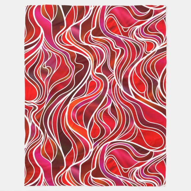 Red Stained Glass Abstract Fleece Blanket (Front)