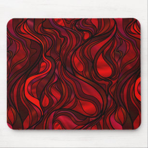 Red Stained Glass Abstract Mouse Mat