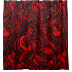 Red Stained Glass Abstract Shower Curtain