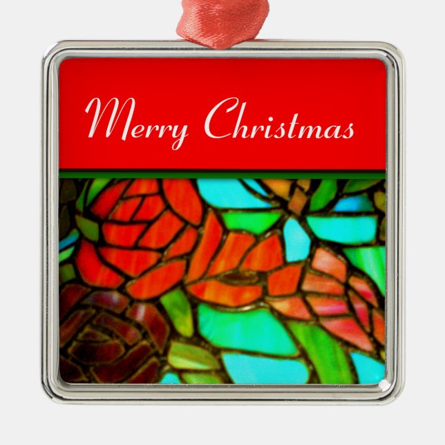 Red Stained Glass Christmas Ornament (Front)
