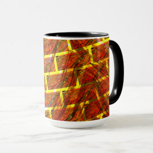 Red stained, graze, golden grating or brick effect mug