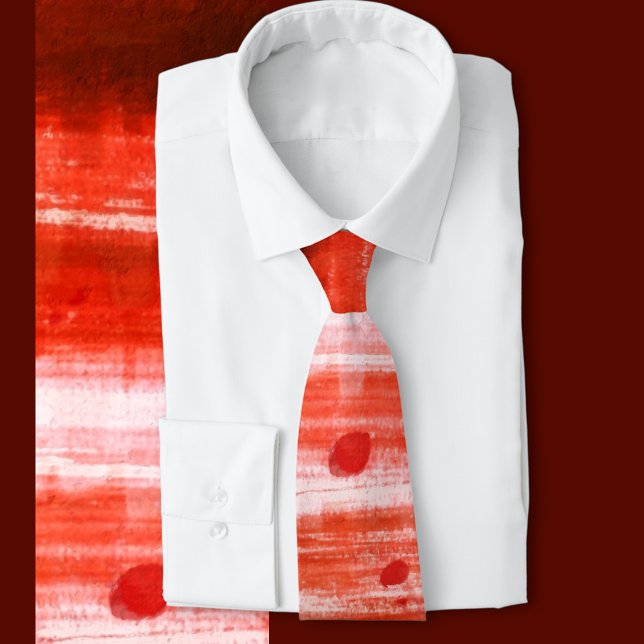 Red Stained Halloween Tie (Red stained splatter tie, great for splatter punk horror fans or Halloween costumes )