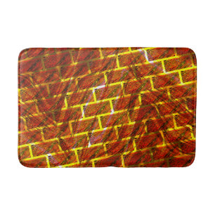 Red stained, scratched, gold grid or brick effect? bath mat