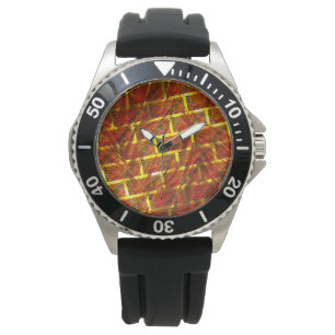 Red stained, scratched, gold grid or brick effect? watch