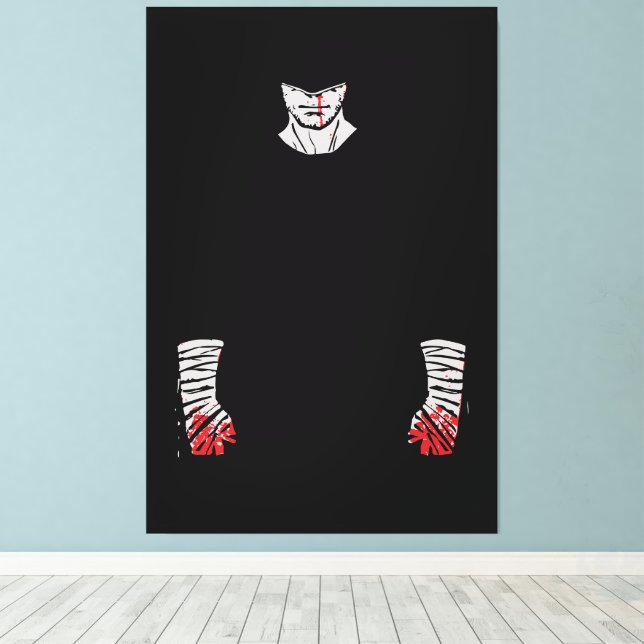 Red-Stained Warrior of Shadows Canvas Print (Insitu(Wood Floor))