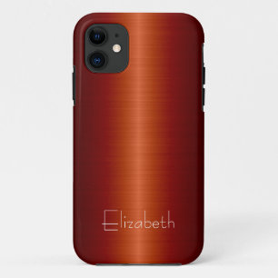 Red Stainless Steel Metal 2 iPhone 11 Case