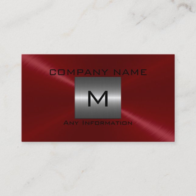 Red Stainless Steel Metal Business Card (Front)