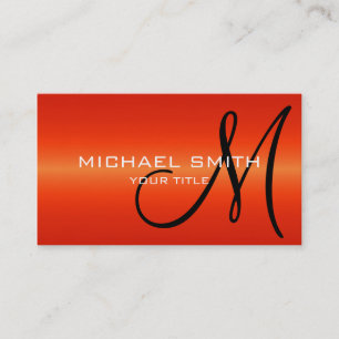 Red Stainless Steel Metal Monogram Business Card
