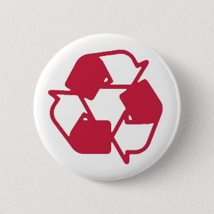 Red Stamped recycle logo 6 Cm Round Badge