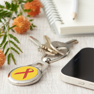 Red Standard Ribbon by Kenneth Yoncich Key Ring