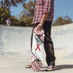 Red Standard Ribbon by Kenneth Yoncich Skateboard