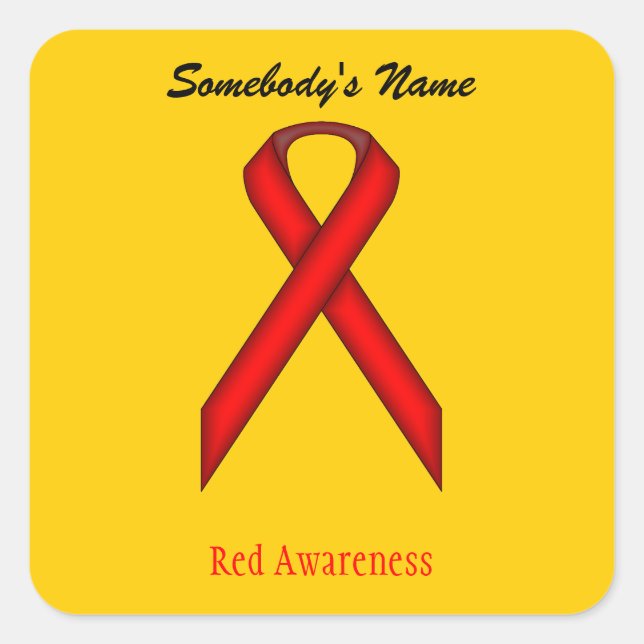 Red Standard Ribbon by Kenneth Yoncich Square Sticker (Front)