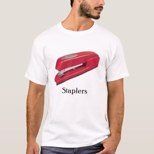 red stapler 2, Staplers - Customised T-Shirt (Front)