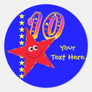 Red Star 10th Birthday Stickers