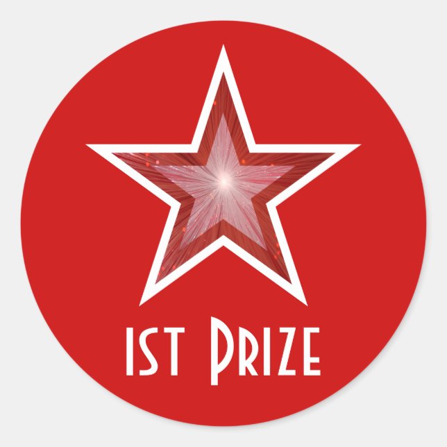 Red Star '1st Prize' round sticker red (Front)