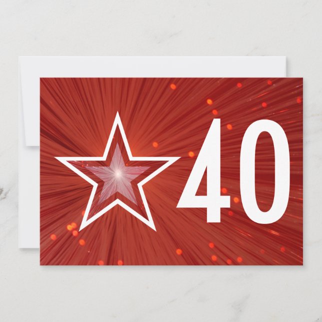 Red Star '40' anniversary invitation white back (Front)