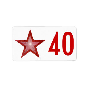 Red Star '40' label medium white