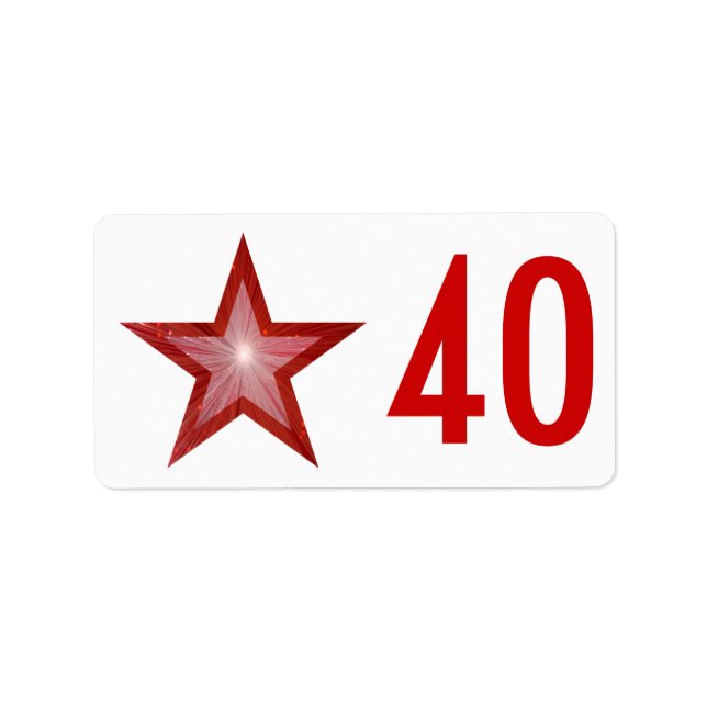 Red Star '40' label medium white (Front)