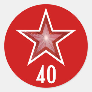 Red Star "40" round sticker red