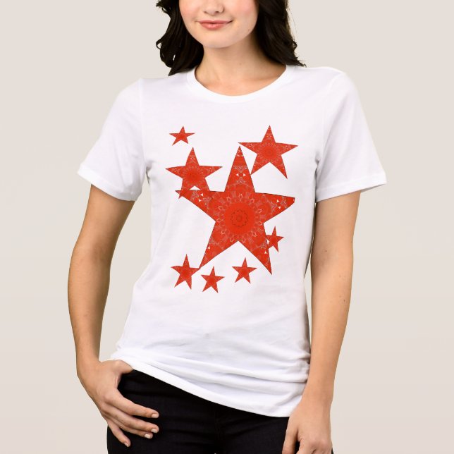 Red Star 4th of July Independence Day Tri-Blend Shirt (Front)
