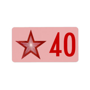 Red Star '50' label medium pink