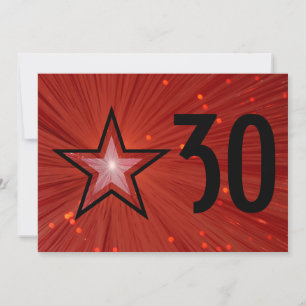 Red Star 'Age' birthday invitation black back