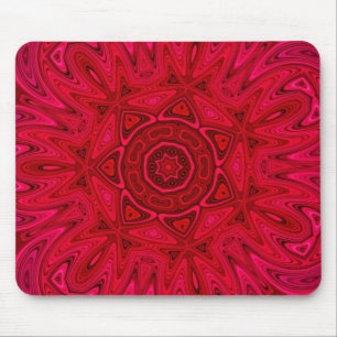 Red Star and Sun Mandala Mouse Mat