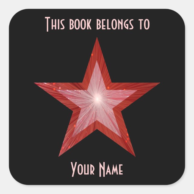 Red Star bookplate sticker black (Front)