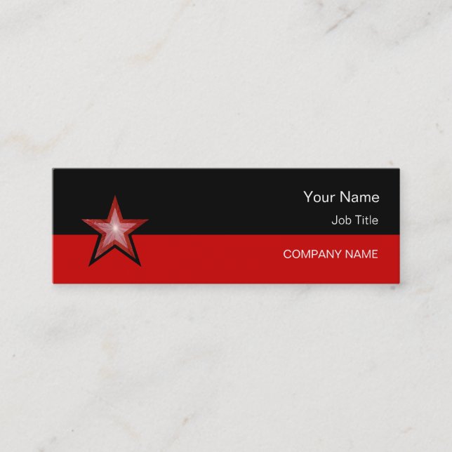 Red Star business card red black skinny (Front)