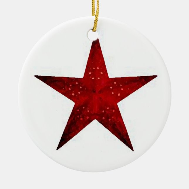 Red Star Ceramic Tree Decoration (Front)