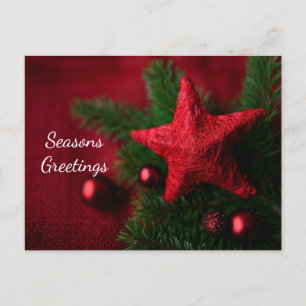 Red Star Christmas Seasons Greetings Postcard