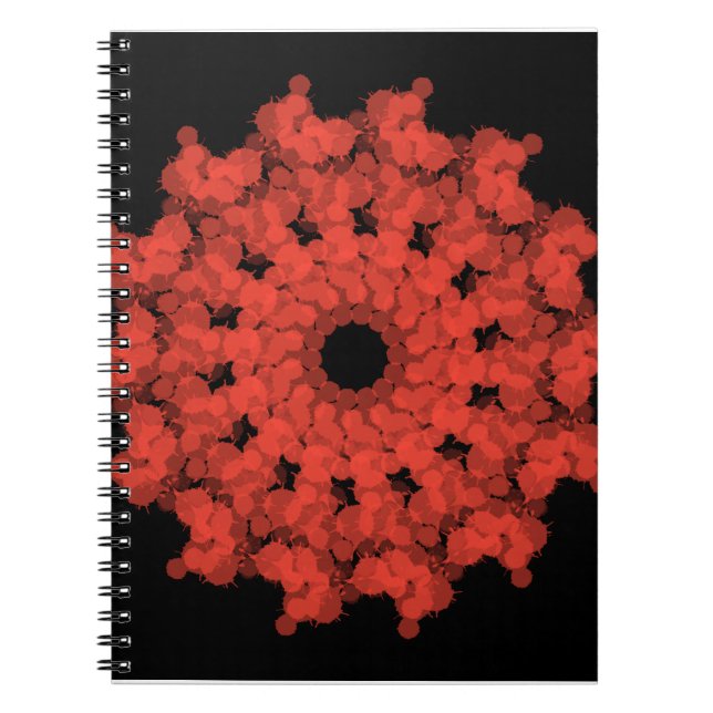 Red star explosion in black sky notebook (Front)