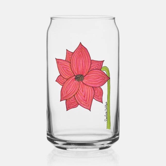Red Star Flower Blank Can Glass (Front)