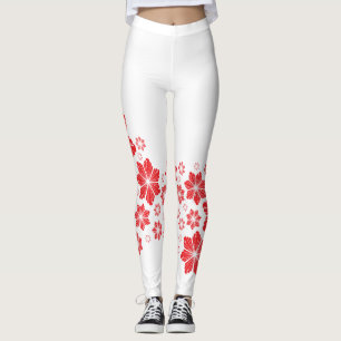Red Star Flower Leggings