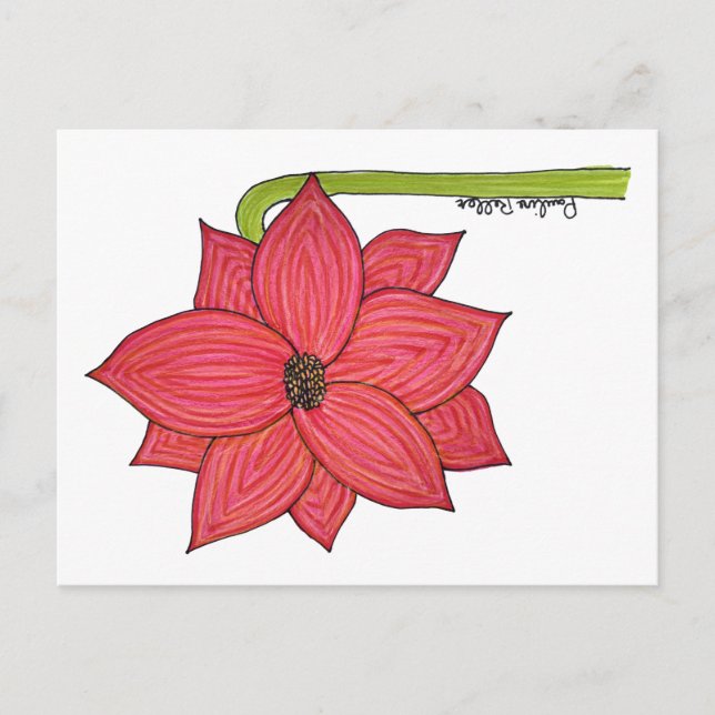 Red Star Flower Postcard (Front)
