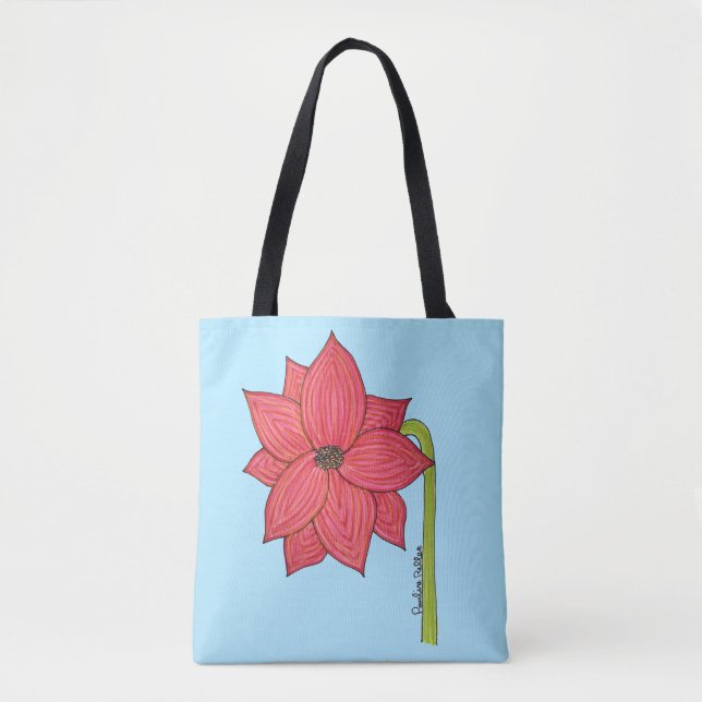 Red Star Flower Tote Bag (Front)