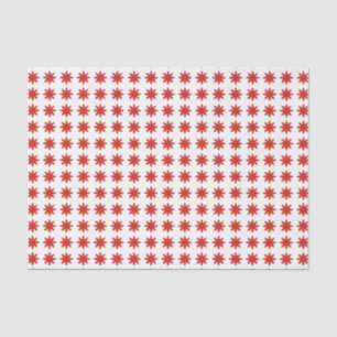 Red Star Flowers on White Pattern Tissue Paper
