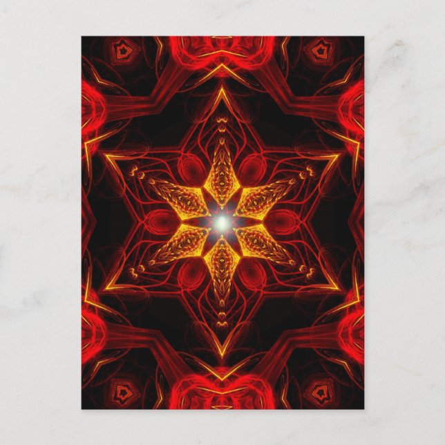 Red Star Fractal Art Postcard (Front)