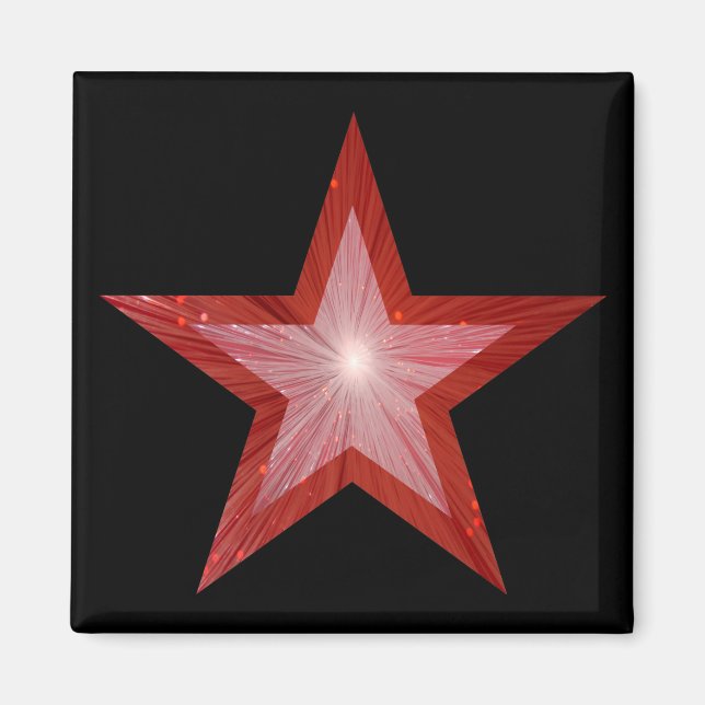 Red Star fridge magnet square black (Front)