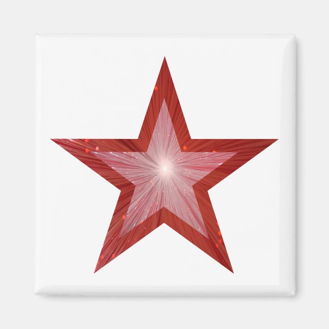 Red Star fridge magnet square white (Front)