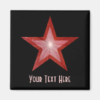 Red Star fridge 'Your Text' magnet square black