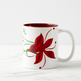 Red Star Gazer Lily Mug