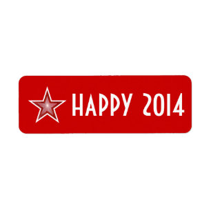 Red Star 'happy 2014' label small red