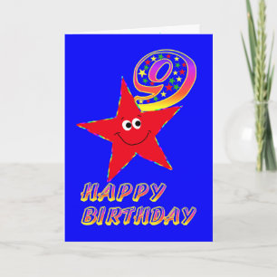 Red Star Happy 9th Birthday Card